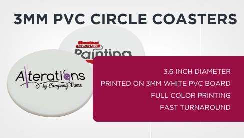 3mm PVC Circle Coasters (3.6 inch Diameter)