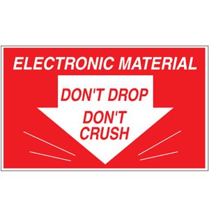 Electronic Material Do Not Drop Do Not Crush Labels - 3x5