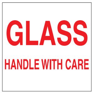 Glass Handle With Care Labels - 4x4