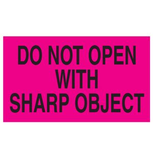 Do Not Open With Sharp Object Labels - 3x5