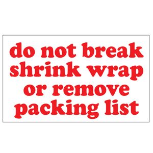 Do Not Break Shrink Wrap Labels - 3x5