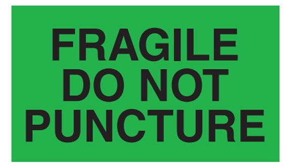  Fragile Do Not Puncture Labels - 3x5