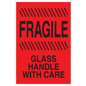 Fragile Glass Handle With Care Labels - 4x6