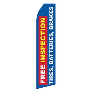 Free Inspection for Tires Brakes Batteries Stock Flag - 16ft.