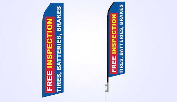 Free Inspection for Tires Brakes Batteries Stock Flag - 16ft.