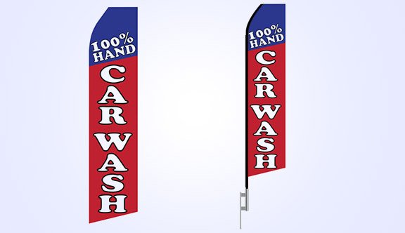 100% Hand Car Wash Stock Flag - 16ft.