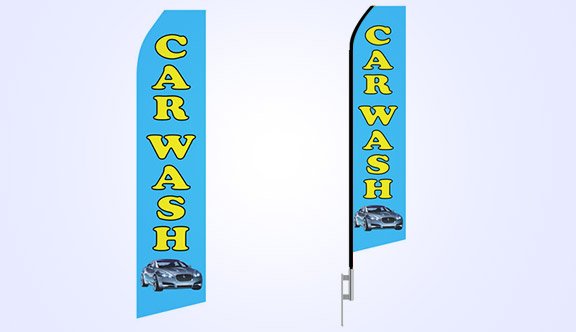 Blue Car Wash Stock Flag - 16ft.