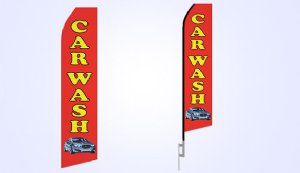 Red Car Wash Stock Flag - 16ft.