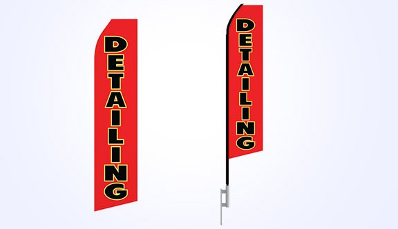 Red Detailing Service Stock Flag - 16ft.