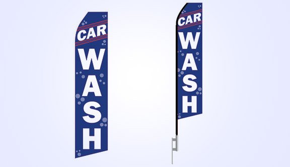 Blue Car Wash Econo Stock Flag - 16ft.