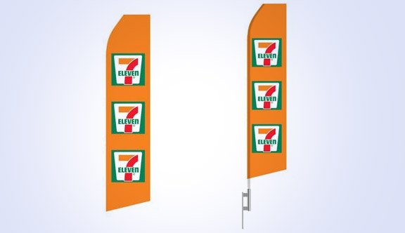 Orange 7 - 11 Stock Flag - 16ft