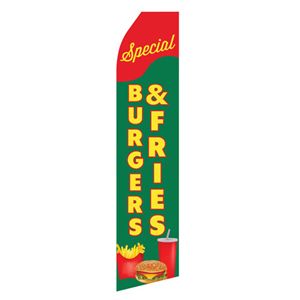 Burger and Fries Special Stock Flag - 16ft