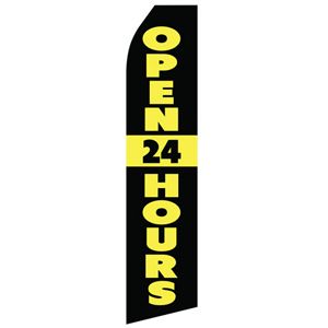 Open 24 Hours Stock Flag - 16ft