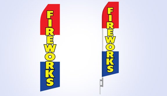 Red, White, and Blue Fireworks Stock Flag - 16ft