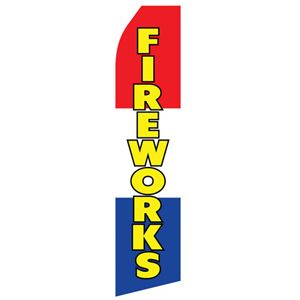 Red, White, and Blue Fireworks Stock Flag - 16ft