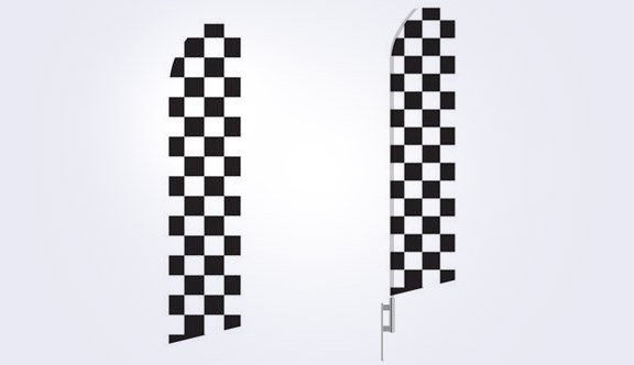 Black and White Checkered Stock Flag - 16ft