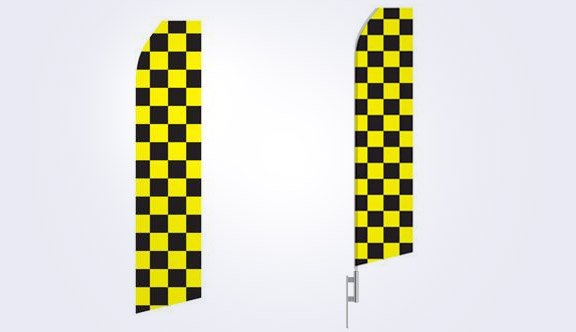 Black and Yellow Checkered Stock Flag - 16ft