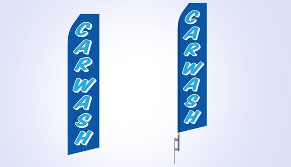 Blue Car Wash Stock Flag - 16ft