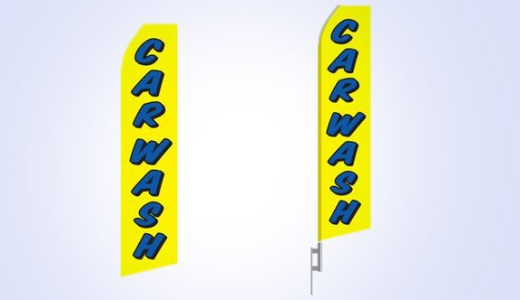 Yellow Car Wash Stock Flag - 16ft