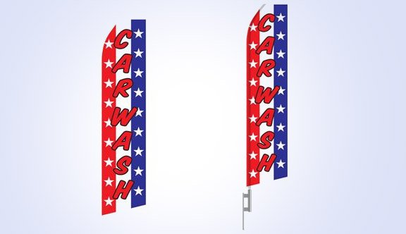 Red White and Blue Car Wash Stock Flag - 16ft