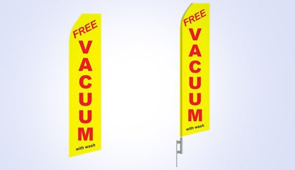 Yellow Free Vacuum With Wash Stock Flag - 16ft