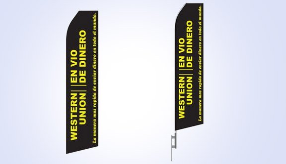 Western Union En Vio De Dinero Stock Flag - 16ft