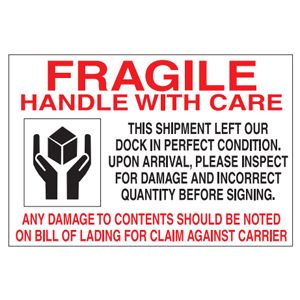 Fragile Labels - Handle with Care - 4x6