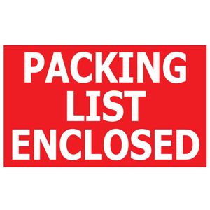 Packing List Enclosed Labels - 3x5